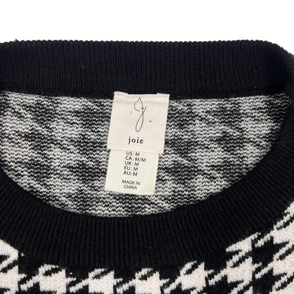 Joie Womens Houndstooth Black & White Knit Layered Twofer Sweater Blouse Sz M - Picture 7 of 11